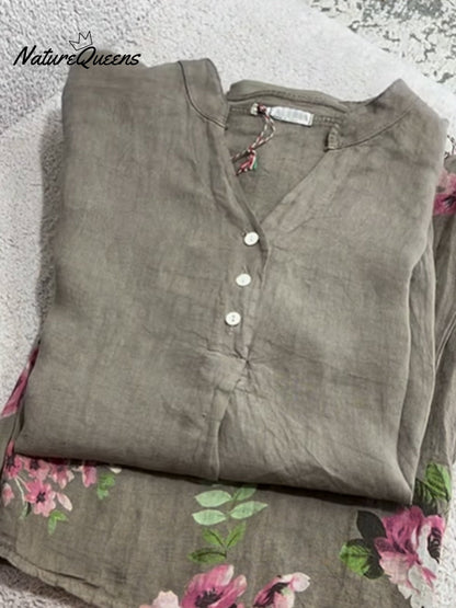 Women's  Casual Cotton And Linen Shirt