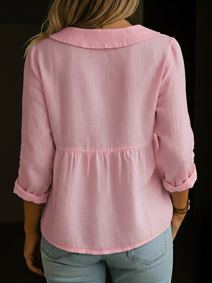 Peter Pan Collar Linen And Cotton Shirt