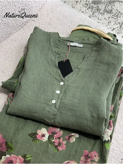 Women's  Casual Cotton And Linen Shirt