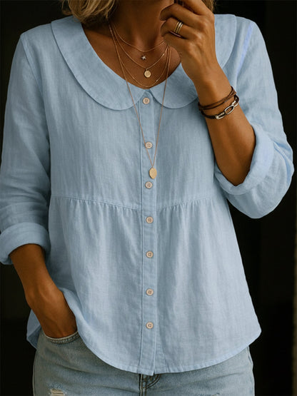 Peter Pan Collar Linen And Cotton Shirt