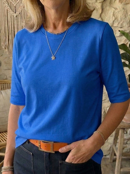 Cozy Minimalist Half-sleeve 100% Cotton T-shirt